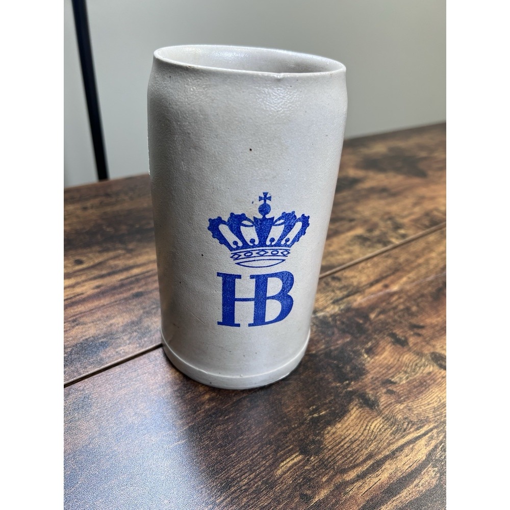 Vintage German Mug With H B In Blue On Front , 1 Liter Mark On Side